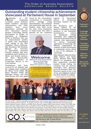 QLD Newsletter October 2011 - Order of Australia Association