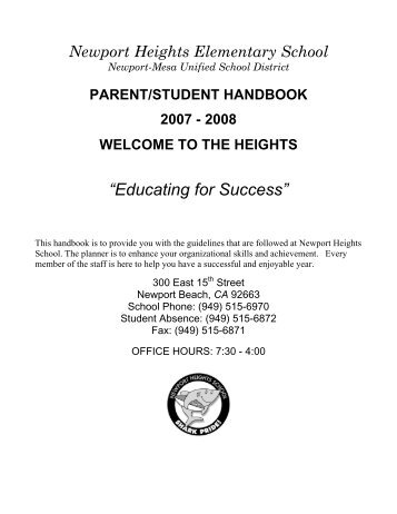 Parent/Student Handbook - Newport Mesa Unified School District