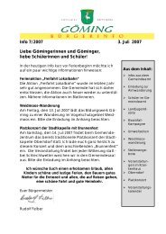 Info 7/2007 3. Juli 2007 Liebe Gömingerinnen und Göminger, liebe ...