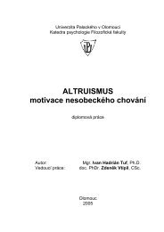 ALTRUISMUS motivace nesobeckého chování - Katedra ekologie a ...
