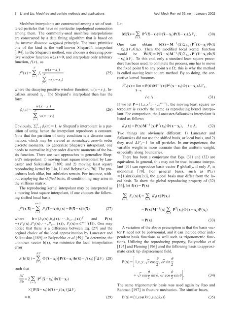 Meshfree and particle methods and their applications - TAM ...