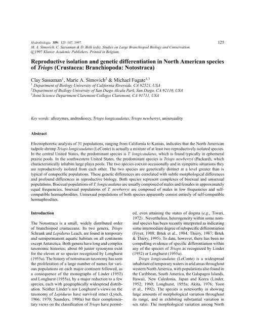 Reproductive isolation and genetic differentiation in North American ...