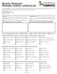 Video Estimate Checklist - Treefrog Cinegraphix