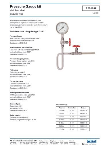 Pressure Gauge kit - sini.se