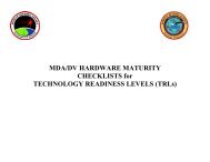 MDA/DV HARDWARE MATURITY CHECKLISTS for TECHNOLOGY ...