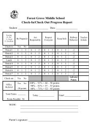 Forest Grove Middle School Check-In/Check Out Progress Report