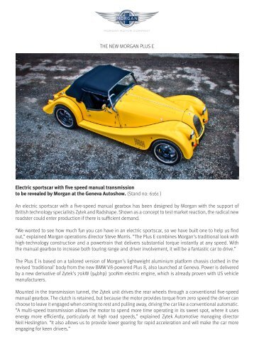 new morgan plus e - The Morgan Motor Company