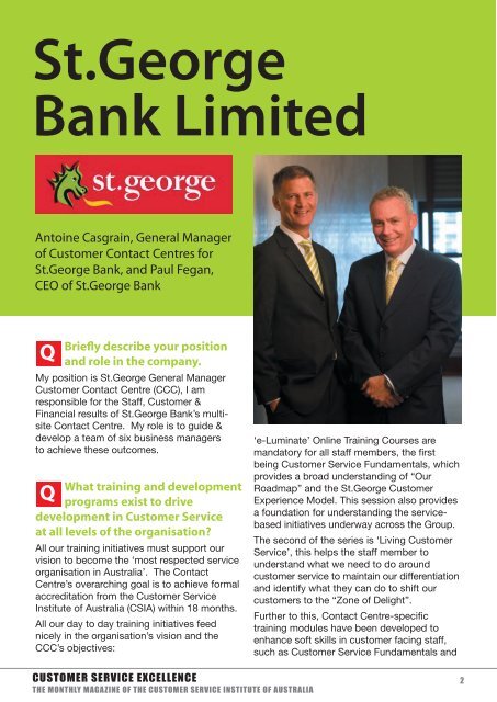 Q&A with St.George Bank Limited - Customer Service Institute of ...