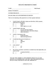 Housing Preference Form - SU Abroad - Syracuse University