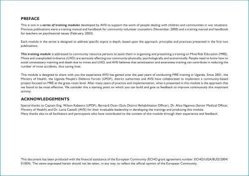 Mine risk education training module - Avsi