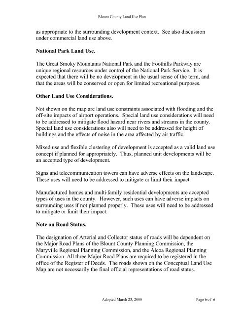 Conceptual Land Use Plan for Blount County March 23, 2000