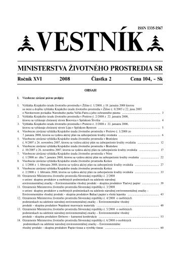 VestnÃ­k (pdf, 1 589 kB) - Ministerstvo Å¾ivotnÃ©ho prostredia
