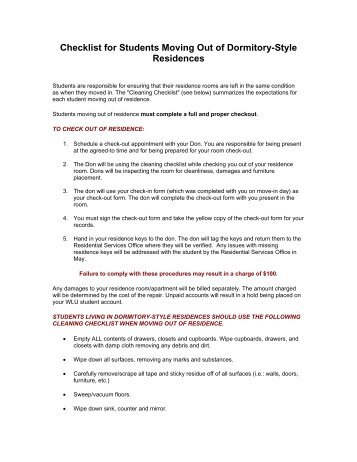 Checklist for Students Moving Out of Apartment-Style ... - MyLaurier Checklist for Students Moving Out of Apartment-Style ... - MyLaurier