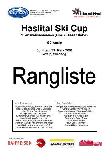 3. Animationsrennen (Final) Haslital Ski Cup 2009 - Skiclub Hasliberg