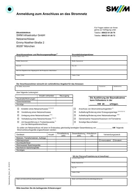 Anmeldung zum Anschluss an das Stromnetz - Landerer Elektro ...