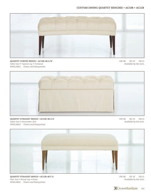 CUSTOM DINING QUARTET BENCHES â¢ AC10B â¢ AC12B - Kravet