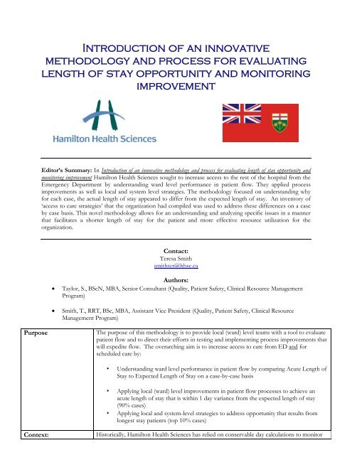 Introduction of an innovative methodology and process for ... - ACAHO