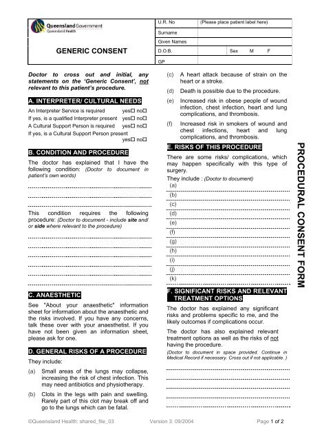 Generic Consent Form - sasog