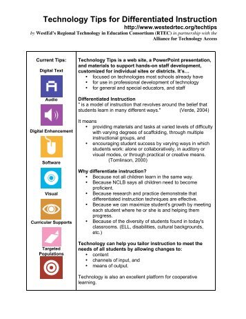Technology Tips for Differentiated Instruction