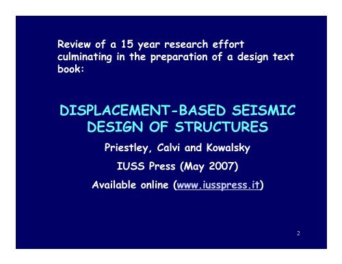 DISPLACEMENT-BASED SEISMIC DESIGN