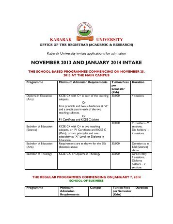 view programs - Kabarak University