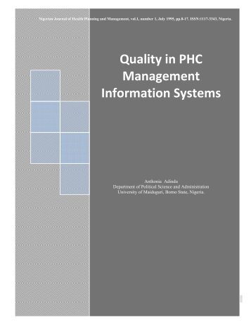 Quality in PHC Management Information Systems - Africa ...