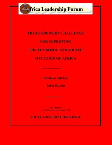 the leadership challenge for improving the economic and social ...