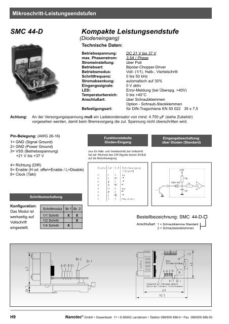 weitere Info www.nanotec.de Schrittmotoren Ansteuerungen DC ...