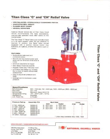 Titan Class "C" and "CH" Relief Valve