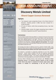 Ghanzi Copper Licences Renewed - Discovery Metals Limited