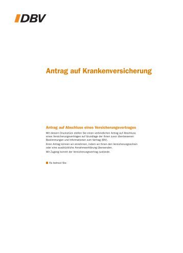 Antrag Krankenversicherung DBV - Private Krankenversicherung ...