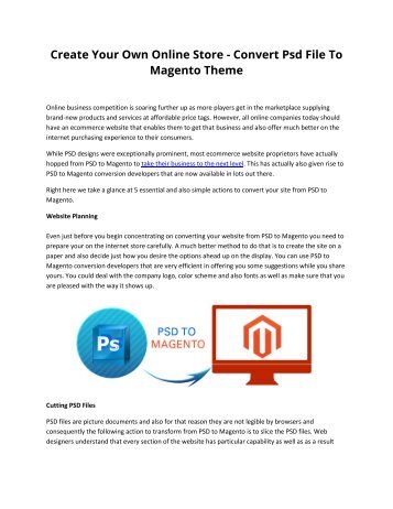 Create Your Own Online Store - Convert Psd File To Magento Theme