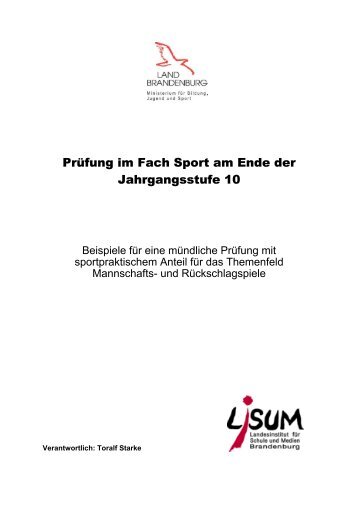 Prüfung im Fach Sport am Ende der Jahrgangsstufe