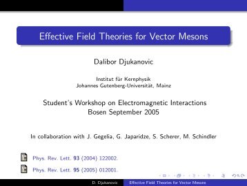 Effective Field Theories for Vector Mesons - Johannes Gutenberg ...