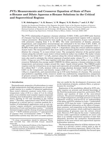 PVTx Measurements and Crossover Equation of State of Pure n ...