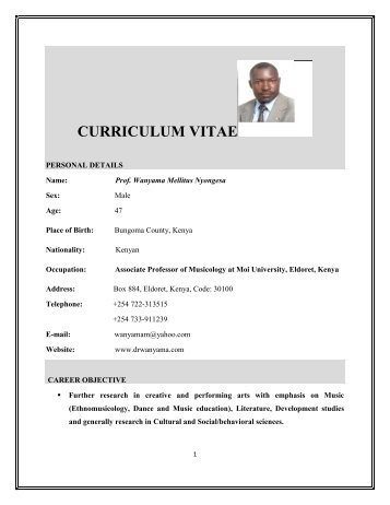 CURRICULUM VITAE - Moi University