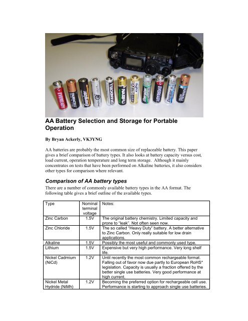 AA Battery Selection And Storage For Portable Operation