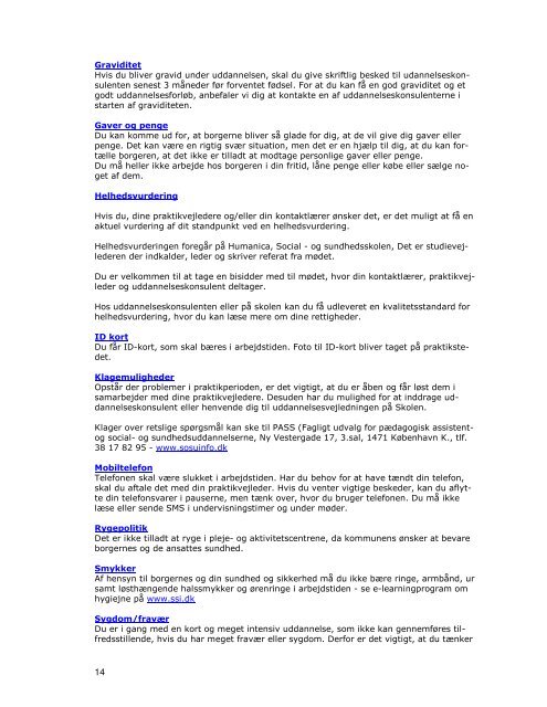 for Social- og sundhedsuddannelsen TRIN 2 Praktikperiode 2 og 3