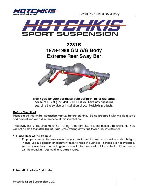 Installation Instructions - Hotchkis Sport Suspension