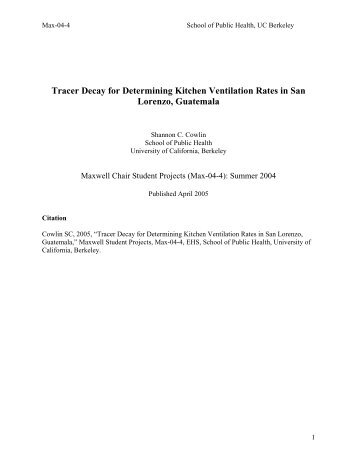Tracer Decay for Determining Kitchen Ventilation Rates in San ...