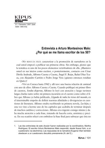 Entrevista a Arturo Montesinos Malo - Repositorio UASB-Digital