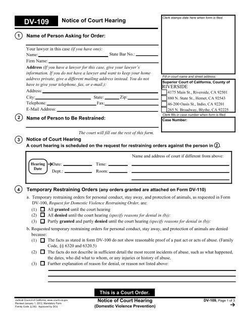 Request for Domestic Violence Restraining Order (without Children)