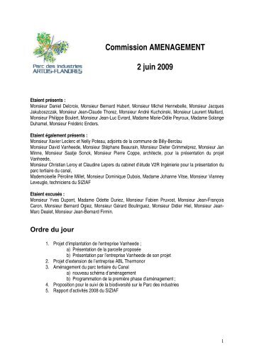 Commission AMENAGEMENT 2 juin 2009 - Parc des industries ...
