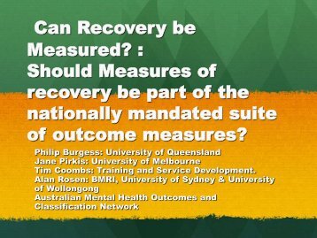 Can Recovery be Measured? - Australian Mental Health Outcomes ...