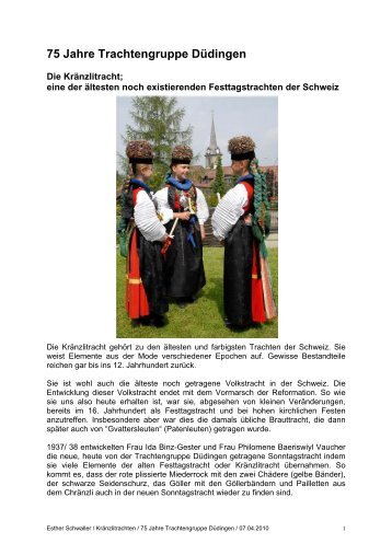 Die KrÃ¤nzlitracht - 75 Jahre Trachtengruppe ... - Pfarrei DÃ¼dingen