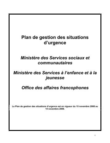 Plan de gestion des situations d'urgence - Office des affaires ...