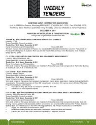 WEEKLY TENDERS - Manitoba Heavy Construction Association