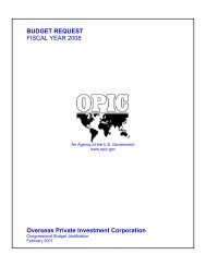 Budget Request - Overseas Private Investment Corporation