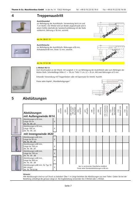 Lieferprogramm Treppenbolzen, Verklebungen und ... - Thumm & Co.