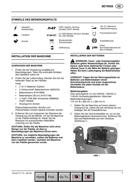 T3-T3+ CE operator manual DE 9004145 rev03 ... - Tennant Company